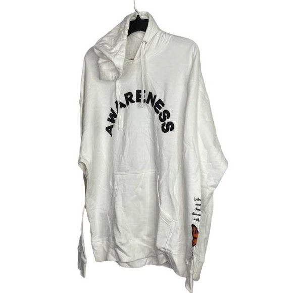 NWT PETALS PEACOCKS WHTE DRAWSTRING GRAPHIC HOODIE - Picture 6 of 8